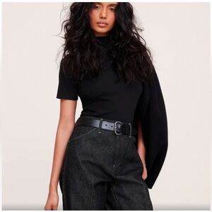 NWT Banana Republic Elegant Black Short Sleeve Bodysuit Sz Medium